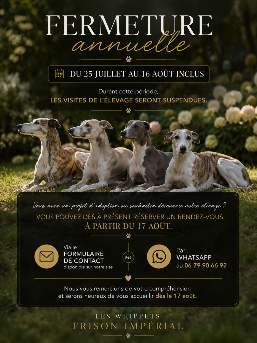 FERMETURE ANNUELLE DE L'ÉLEVAGE